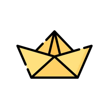 a yellow paper boat on a white background