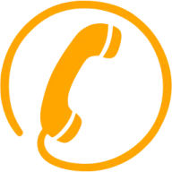 an orange phone icon with a white background