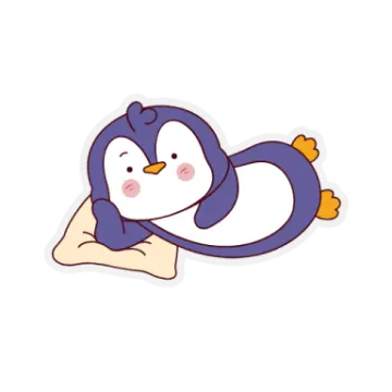 a cartoon penguin sleeping on its back