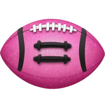 a pink glitter football with white and black trim