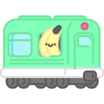 a green train with a banana on the side