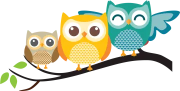 three owls sitting on a branch