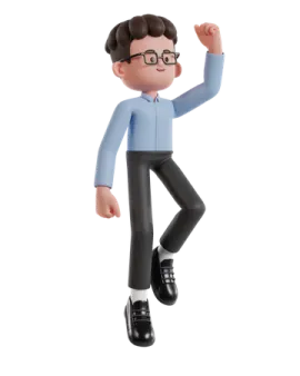 a 3d man in a blue shirt and black pants
