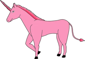 a pink unicorn standing on its hinds