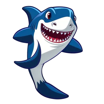a cartoon shark with its mouth open