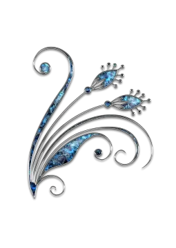 a blue and white floral design with swirls