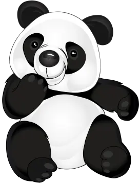 a black and white panda bear sitting on the ground