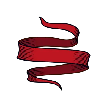 a red ribbon on a white background