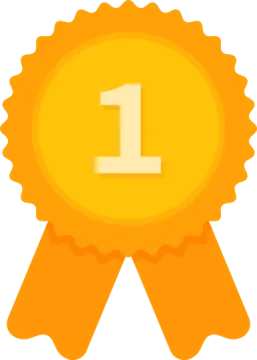 a gold medal with the number one on it