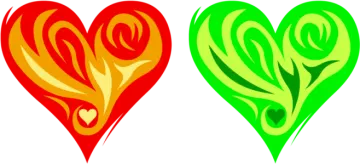two hearts with different colors