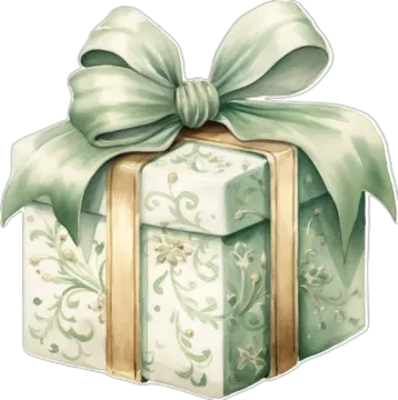 a gift box with a green ribbon and bow