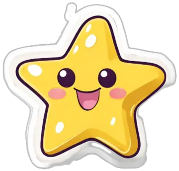 a yellow star sticker with a smiling face