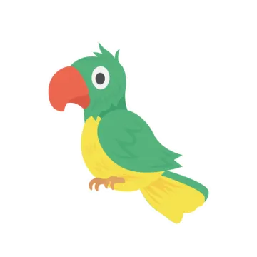 an illustration of a green and yellow parrot