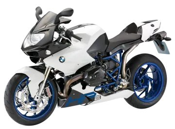 a white and blue motorcycle is shown in this image