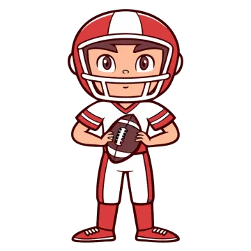 a cartoon of a football player holding a ball
