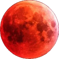 a red full moon on a white background