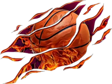 a basketball ball with flames on it