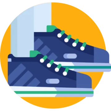 a pair of sneakers in a circle
