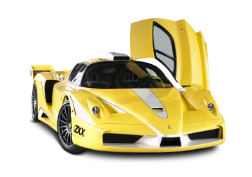 a yellow sports car on a white background