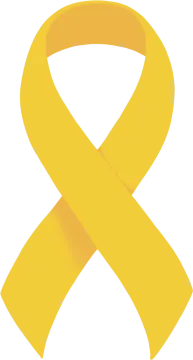 a yellow ribbon on a white background