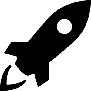 a black and white image of a rocket