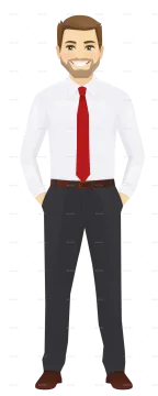 a man in a white shirt and red tie