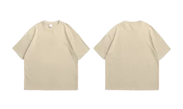 a picture of the back and front of a beige t - shirt