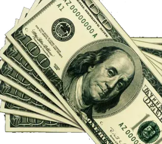 a pile of money on a white background