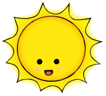 a cartoon sun with a happy face