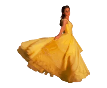 a young girl in a yellow dress is dancing
