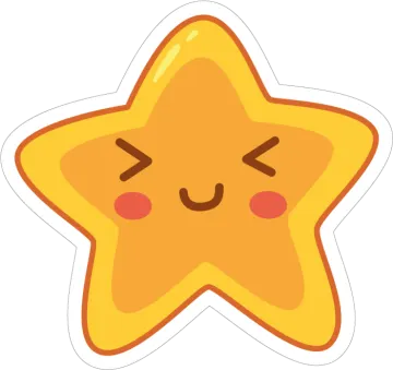 a yellow star sticker with a smiling face