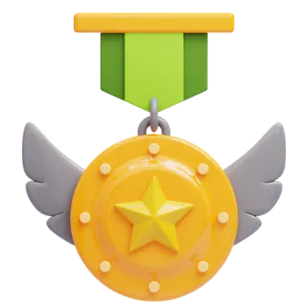 a medal with wings and a star on it