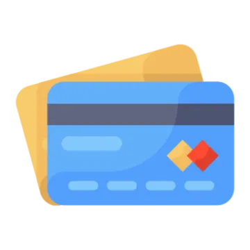 a credit card with an arrow on it