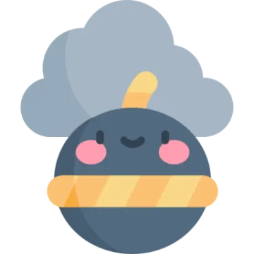 a cartoon character with a cloud in the background