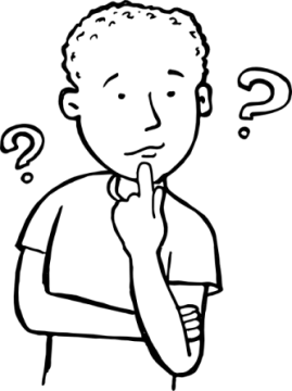 a black and white drawing of a man thinking