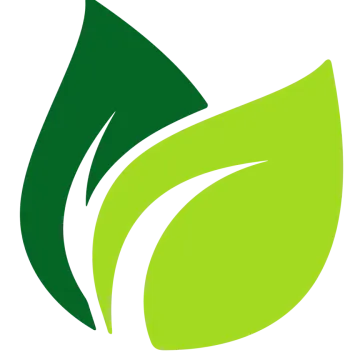 a green leaf logo on a white background