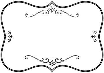 a black and white frame with scrolls