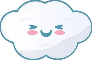 a white cloud with pink cheeks and eyes
