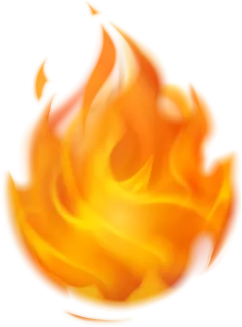 a fire flame on a white background