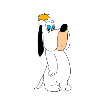a drawing of a dog with blue eyes