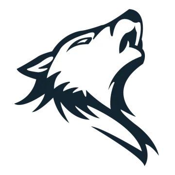 a wolf head silhouetted on a white background