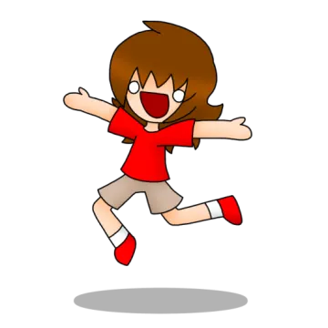 a cartoon girl running with her arms outstretched