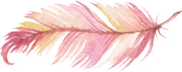 a watercolor painting of a pink and yellow feather