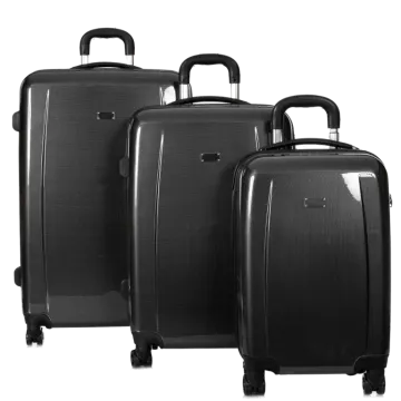 three pieces of luggage on white background