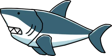a cartoon shark with its mouth open