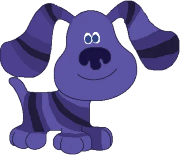 a blue dog with black and white stripes