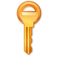 a golden key on a white background