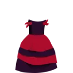 a red and black dress with a bow