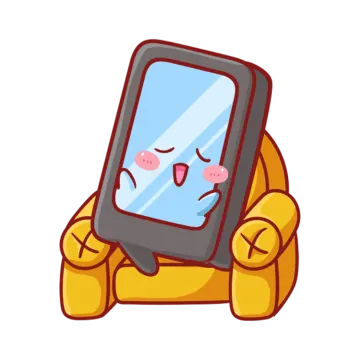 a cartoon phone with a sad face on it