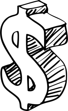 a dollar sign drawn in black and white